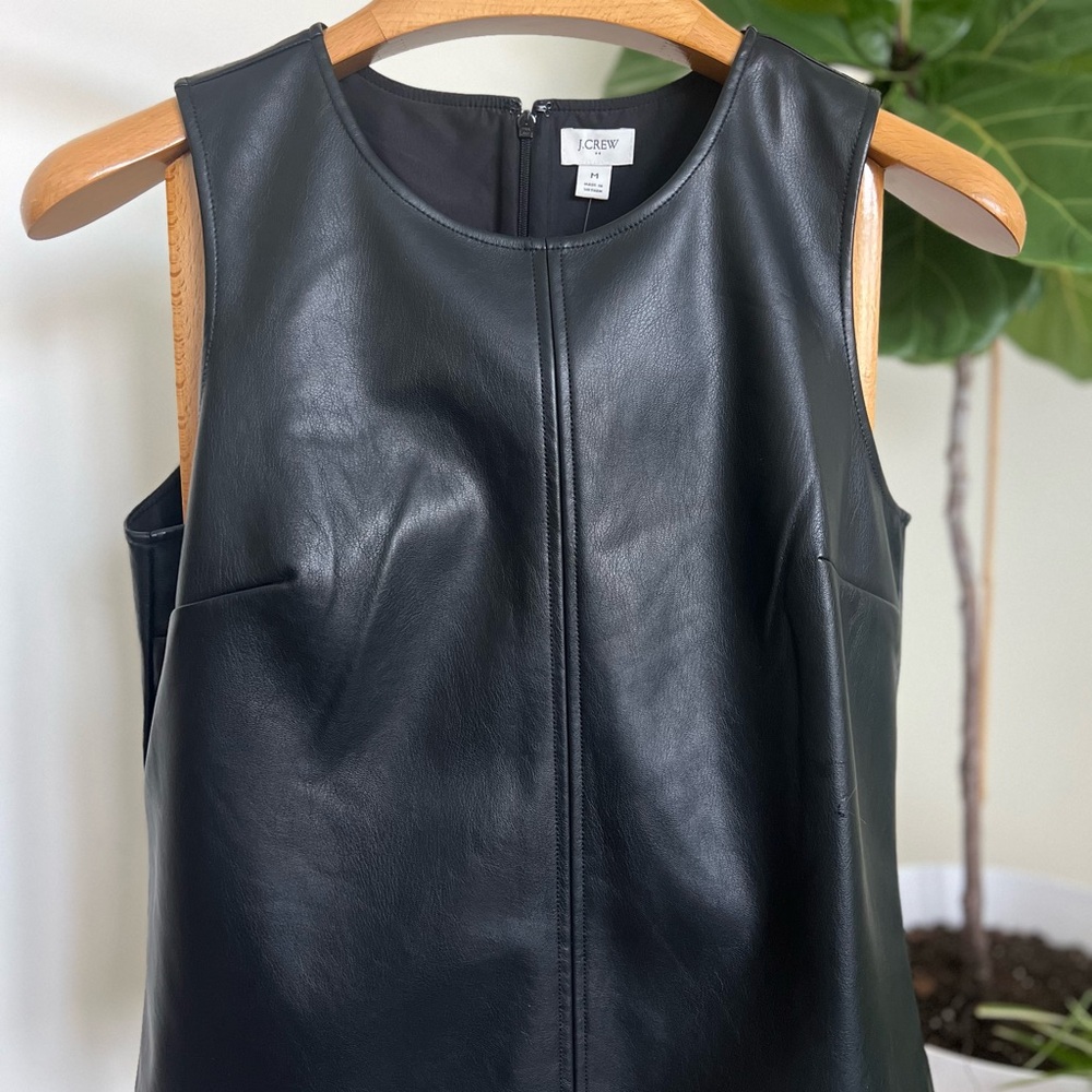 J. Crew Black Leather Sleeveless Vest